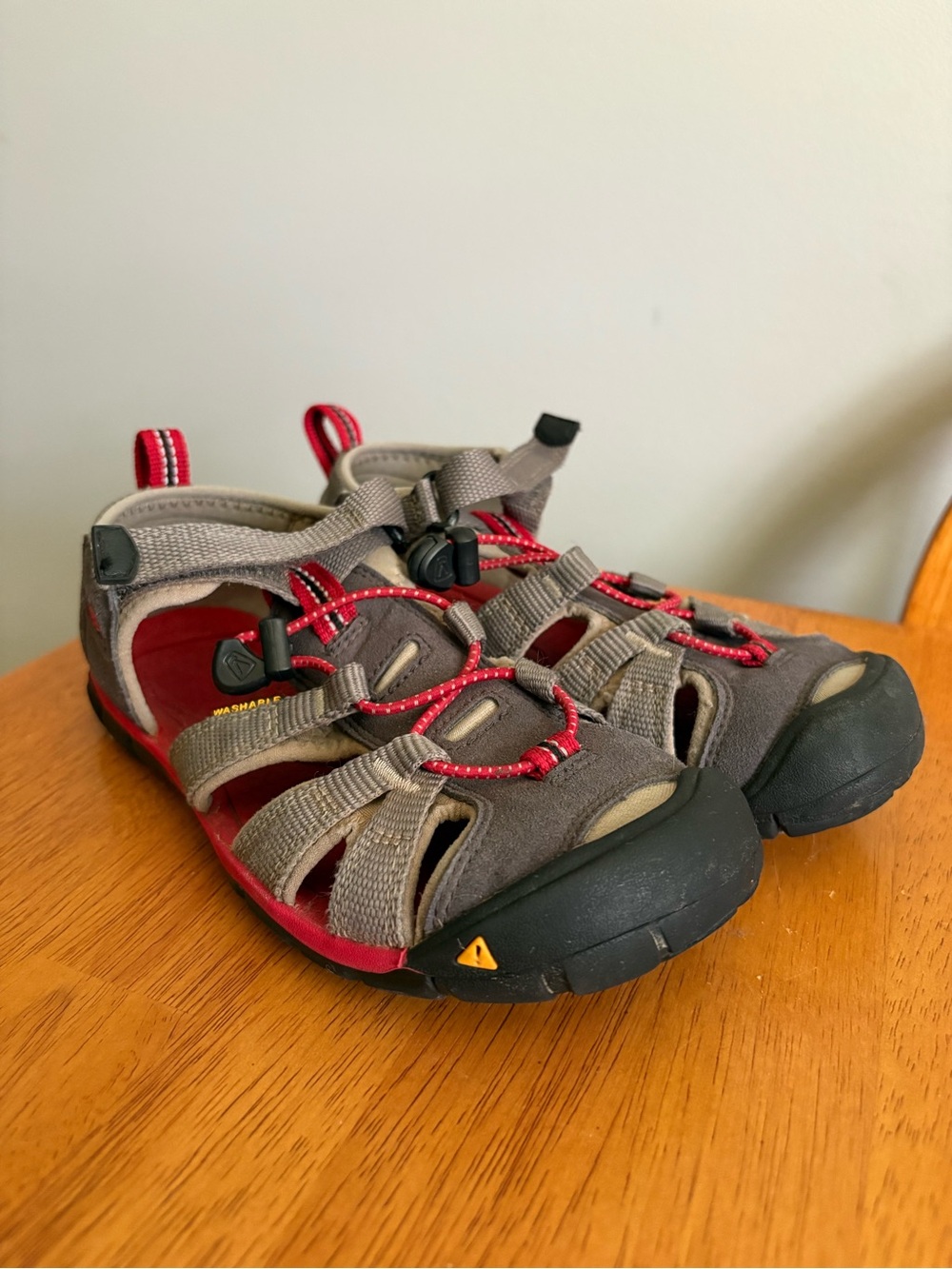 Keen Newport Kids Closed-Toe Red and Gray Outdoor Sandals